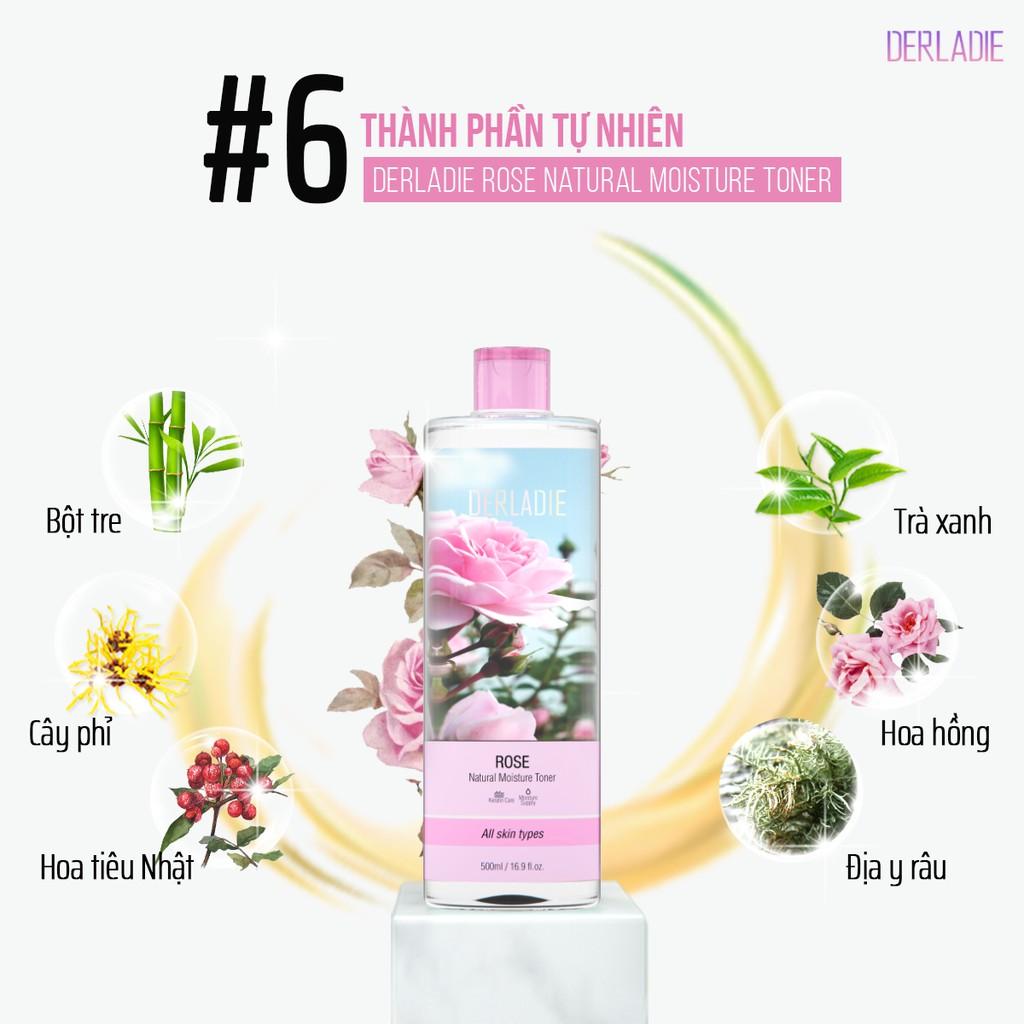 Combo Nước Tẩy Trang Derladie Cleansing Water Witch Hazel, Nước Hoa Hồng Derladie Rose Natural Moisture Toner