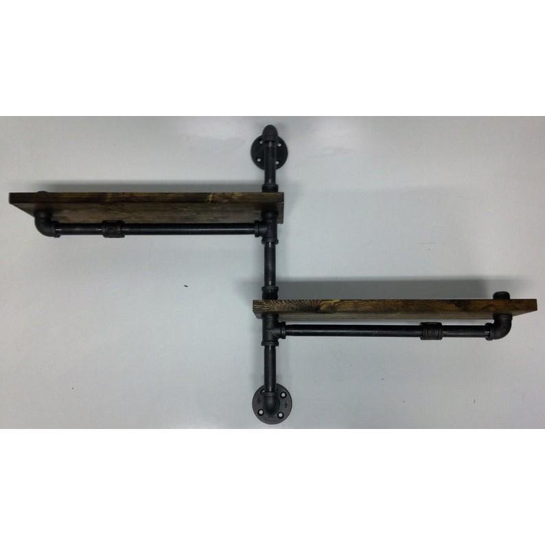 Kệ ống nước treo tường 2 tầng, kệ treo tường ống nước chất liệu ống sắt kệ để sách Cao Cấp