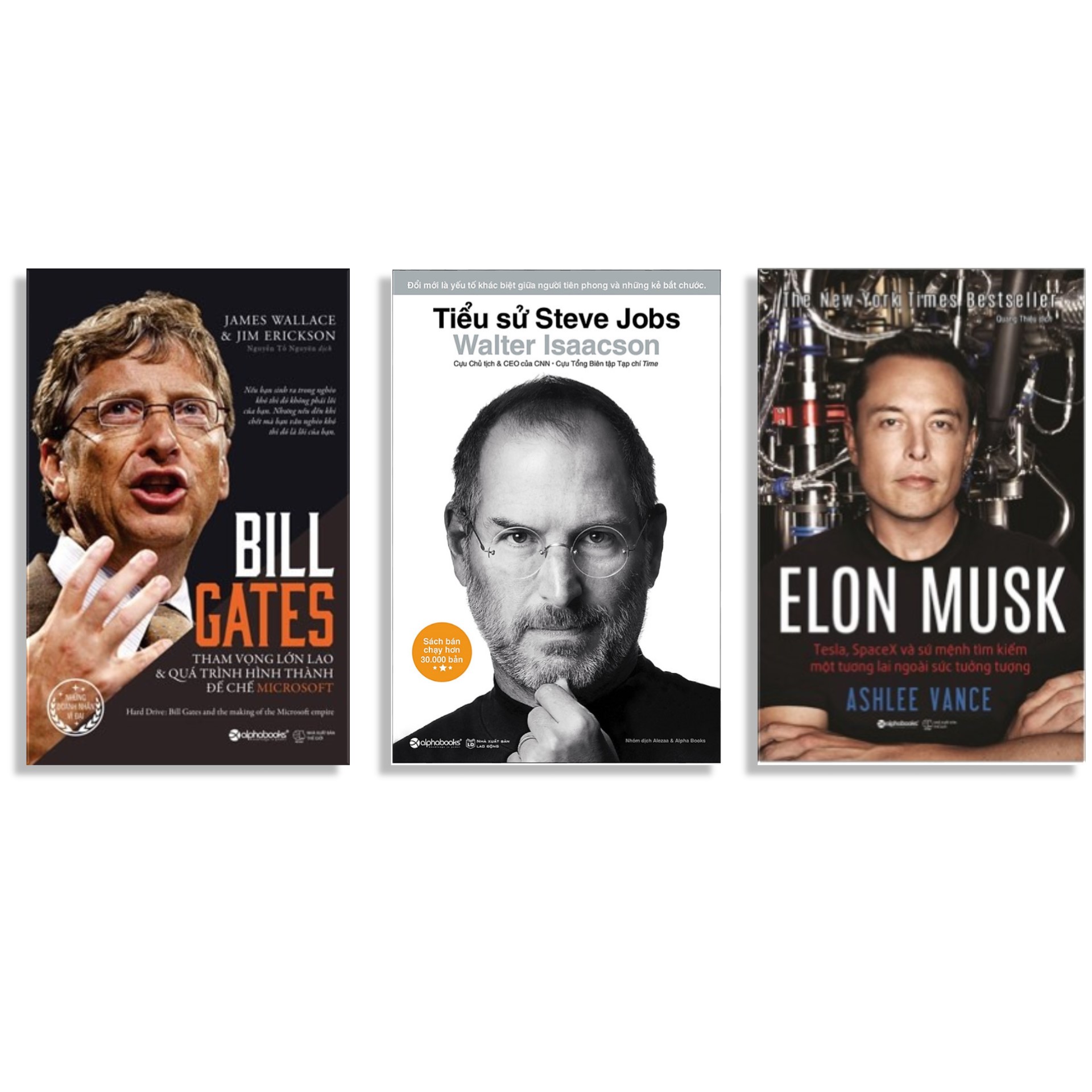 Combo Sách Tiểu Sử Steve Jobs Tái Bản 2020 Bill Gates - Tham Vọng Lớn Lao Và Quá Trình Hình Thành Đế Chế Microsoft Elon Musk - Tesla, Spacex Và Sứ Mệnh Tìm Kiếm Một Tương Lai Ngoài Sức Tưởng Tượng