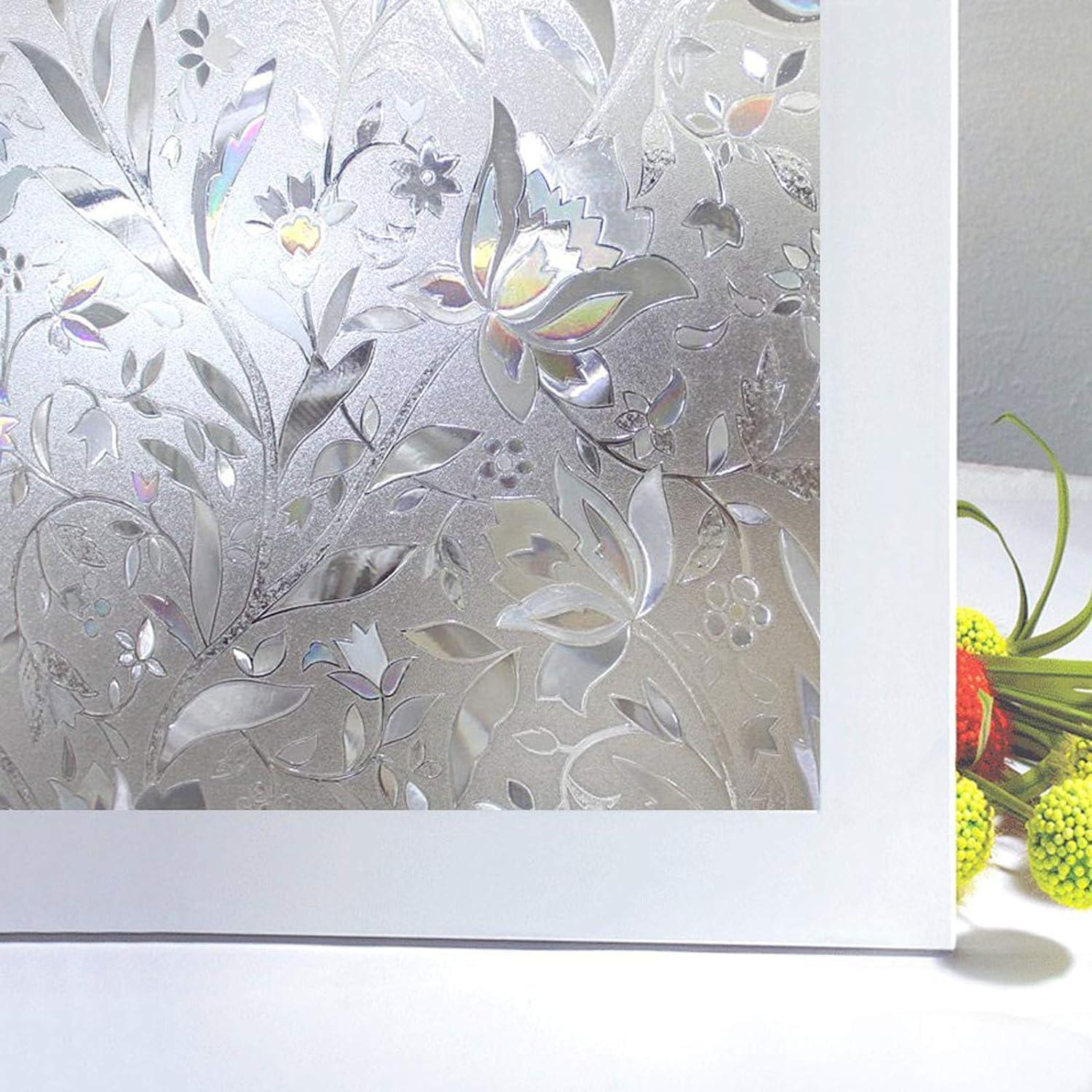 Phim dán cửa sổ Phim dán cửa sổ tĩnh điện Phim dán cửa sổ trang trí Phim dán cửa sổ Chống tăng trưởng Chống tia cực tím Bảo vệ sự riêng tư với Hoa văn hoa Tulip 30×200 cm