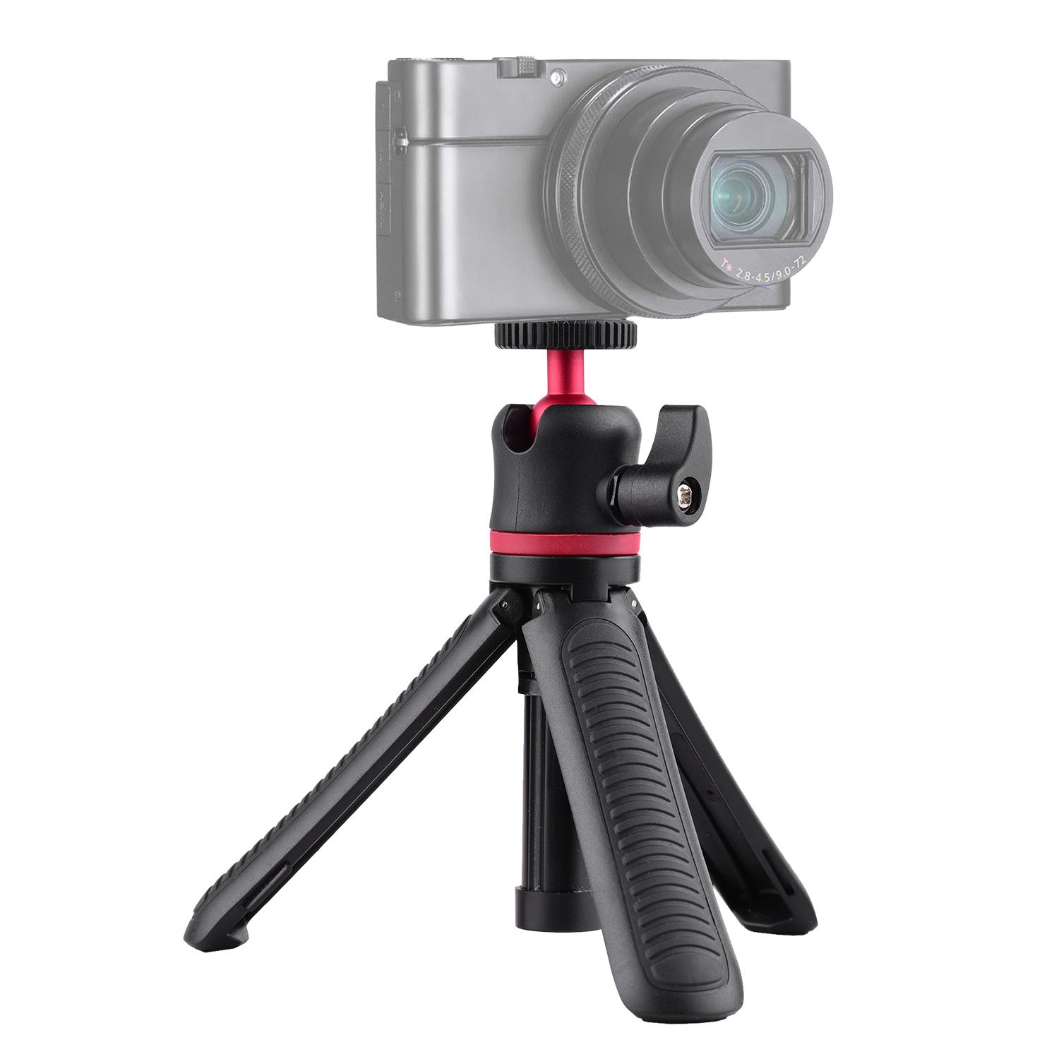 Mini Extendable Desktop Tripod Stand Handheld Selfie Bracket with Flexible Ballhead 1/4 Inch Screw Mount for Travel