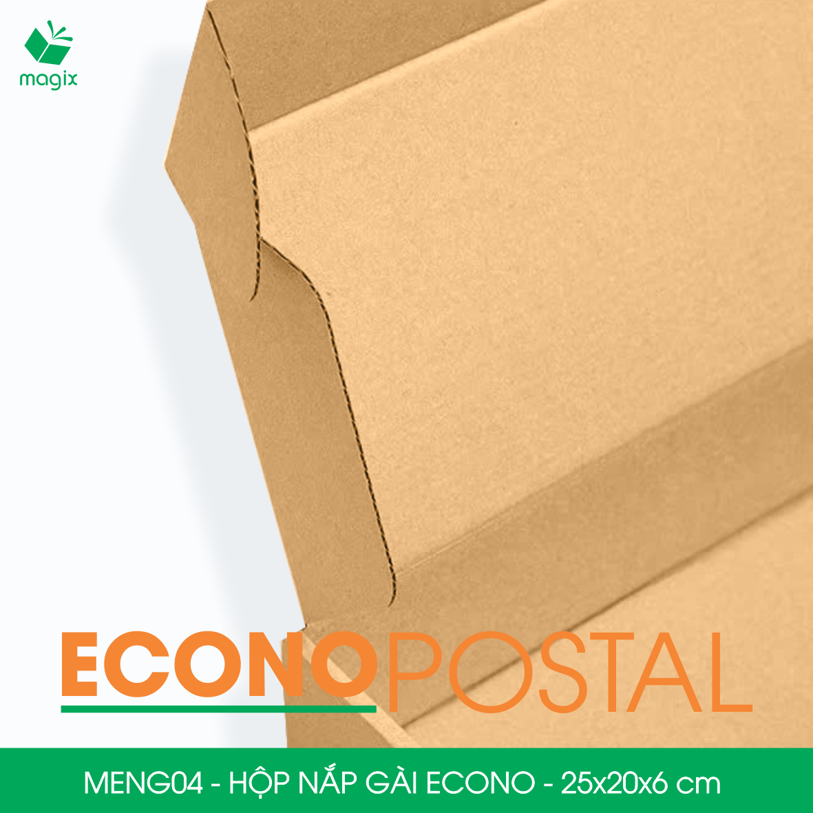 MENG04 - 25x20x6 cm - 60 Hộp carton nắp gài đóng hàng giá rẻ, hộp gói hàng, hộp quà thời trang