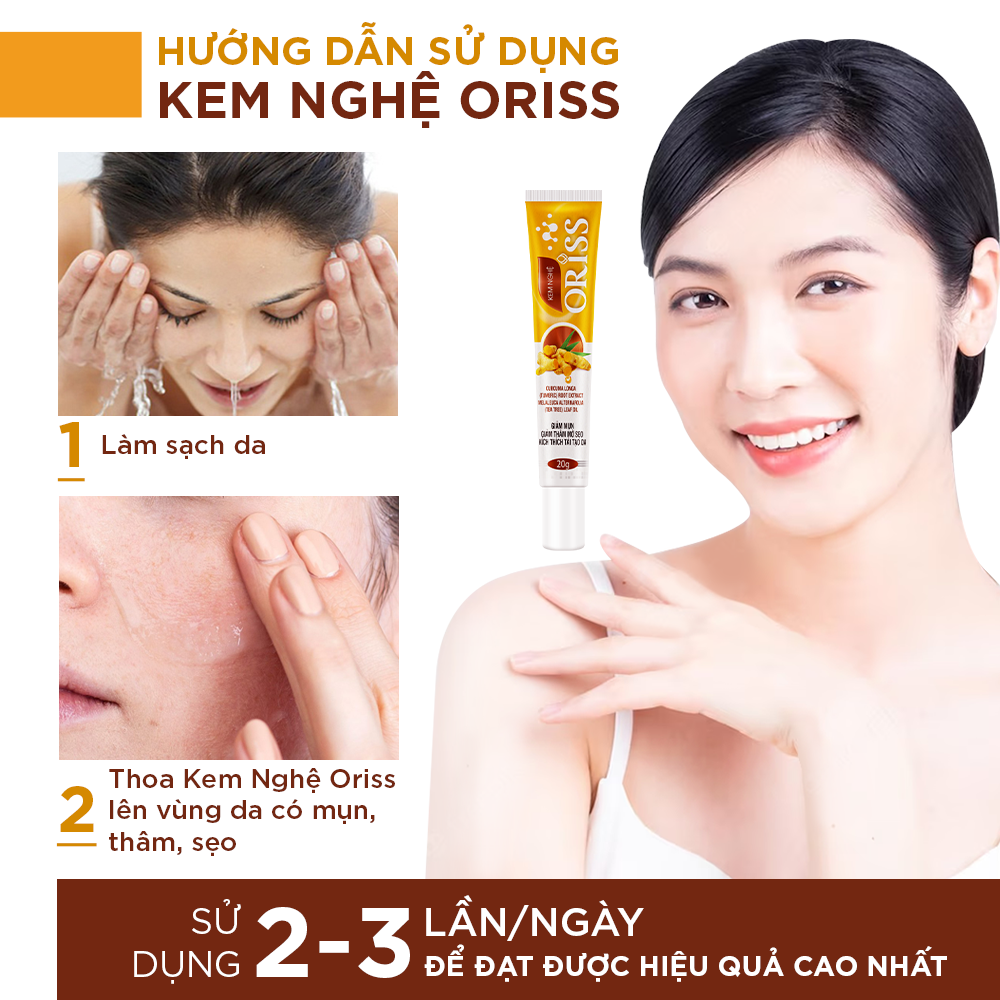 Kem Nghệ Giảm Mụn Mờ Thâm Liền Sẹo Kích Thích Tái Tạo Da Oriss Tuýp 20g