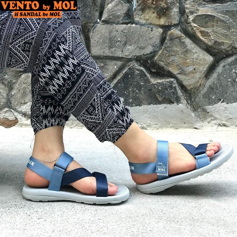 Giày sandal unisex nam nữ quai chéo vải dù đế mõng Slim có quai hậu cố định hiệu MOL mang đi học du lịch MS1166R