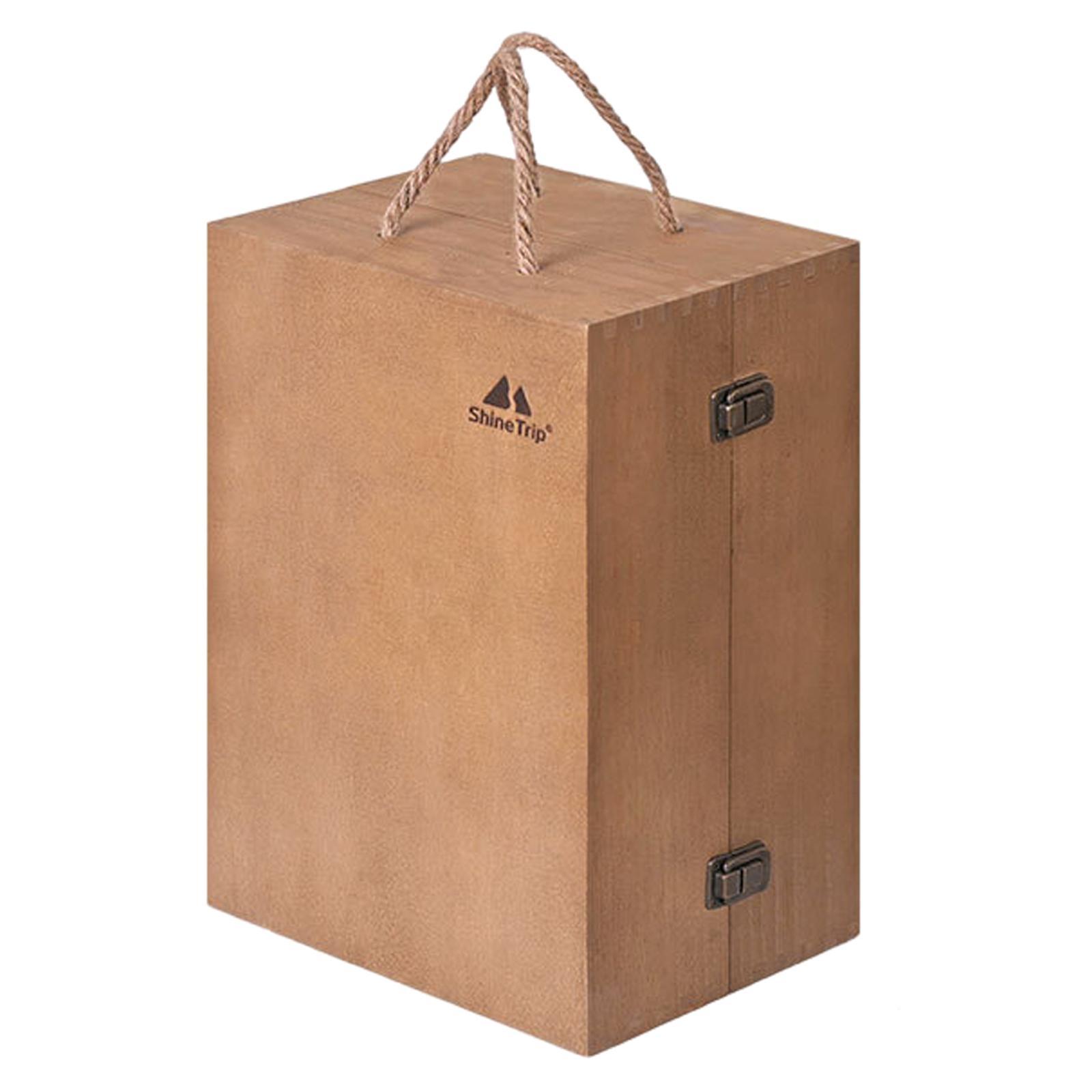 Outdoor Wood Camping Condiment Storage Box BBQ Travel Oil Bottle Spices Container Seasoning Tin Organizer Case