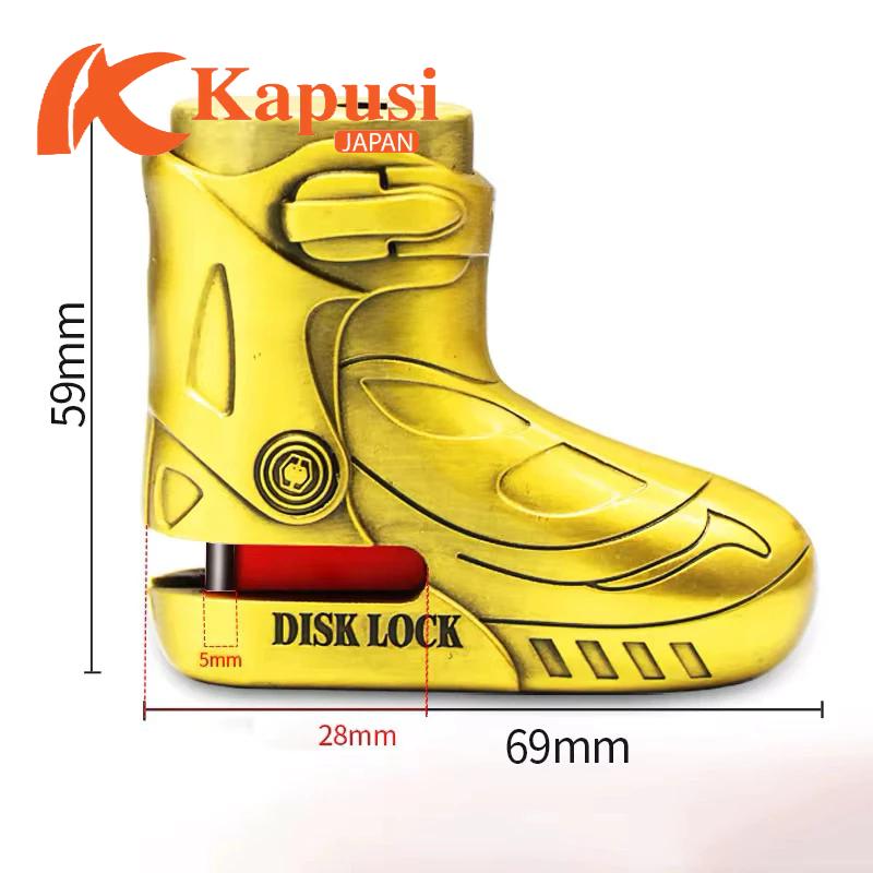 Khóa Đĩa Xe Chống Cắt Thép Không Gỉ Hình Giày - Bảo Mật 10 Lớp, 4 Chìa