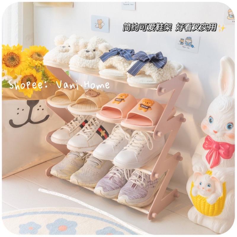 Kệ để giày dép thông minh màu pastel 4 tầng chữ Z - Kệ đựng đồ đa năng, decor phòng, để sách báo, túi xách, gấu bông