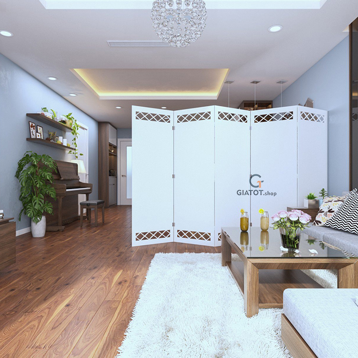 (Tặng kèm chân đứng) Bộ 3 tấm Vách ngăn bình phong kín ấn tượng, sang trọng, ấn tượng