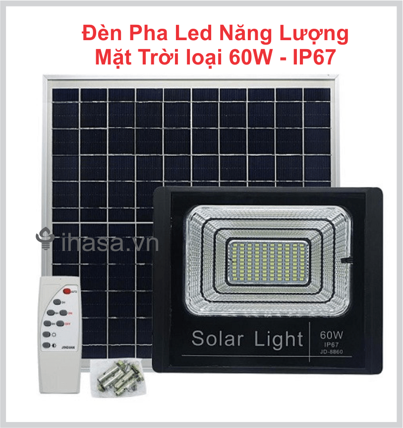 Đèn Năng Lượng Mặt Trời Pha 60W lắp sân vườn