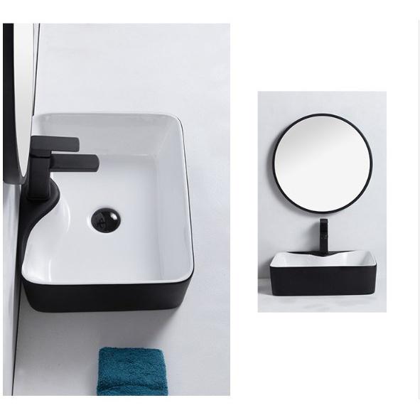 Lavabo vuông để bàn đen trắng