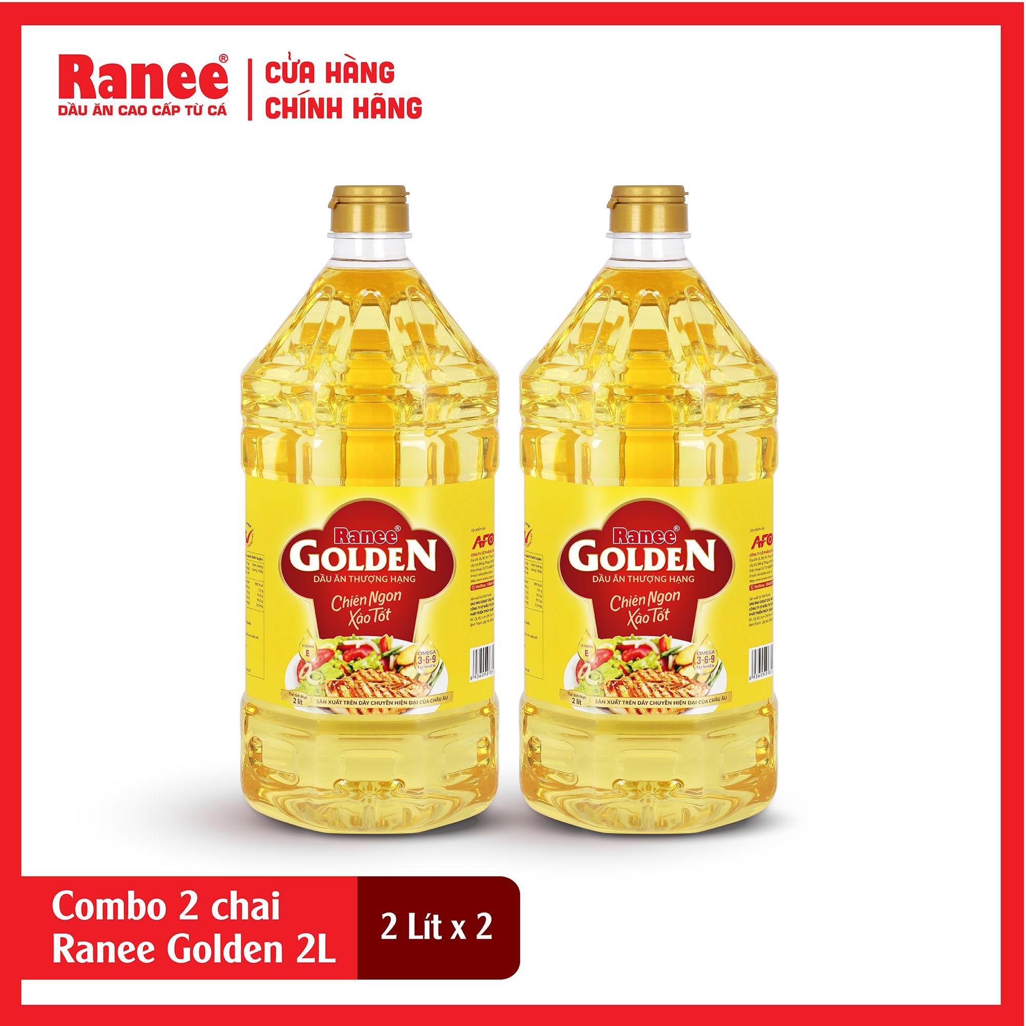 Combo 2 chai dầu ăn Ranee Golden 2 lít (2 lít/chai x 2 chai)