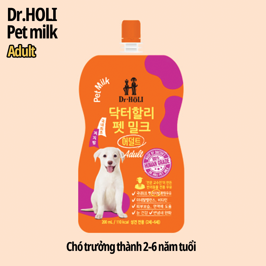 SỮA TƯƠI DINH DƯỠNG DÀNH CHÓ TRƯỞNG THÀNH Dr.HOLI PET MILK ADULT 200ML