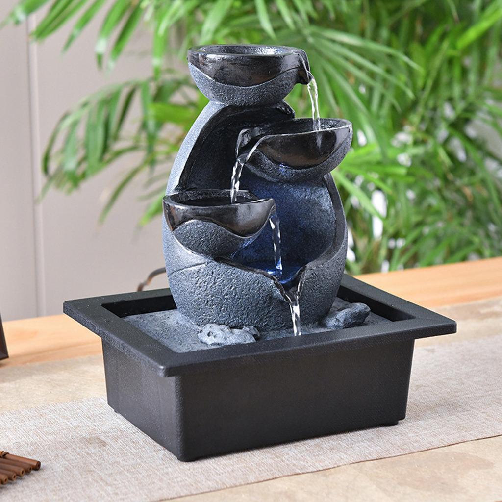 Tabletop Water Fountain Feng Shui Waterfall Landscape Home Table Ornaments