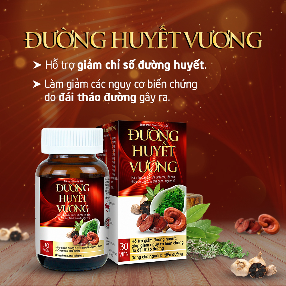 3 Hộp Viên Uống Hỗ Trợ Giảm Đường Huyết và Giảm Nguy Cơ Biến Chứng Của Đái Tháo Đường - Đường Huyết Vương Hủ 30 viên