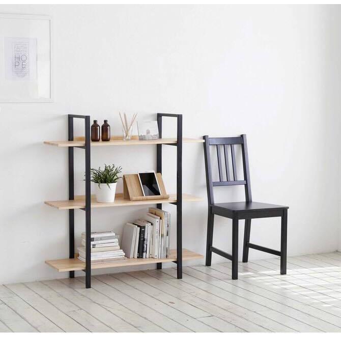 KỆ SÁCH 3 TẦNG KIỂU HÀN QUỐC B BOOKSHELF - MÀU ĐEN PHỐI GỖ