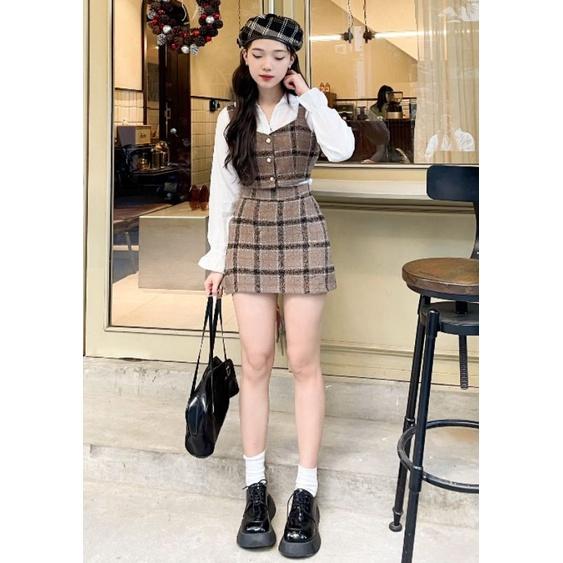 SET 3 MÓN BỐ: SƠ MI TRẮNG + GILE NGOÀI + CHÂN VÁY