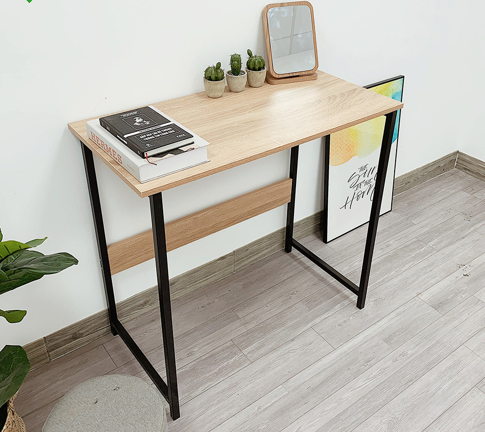 bàn làm việc chân sắt - vàng nhạt