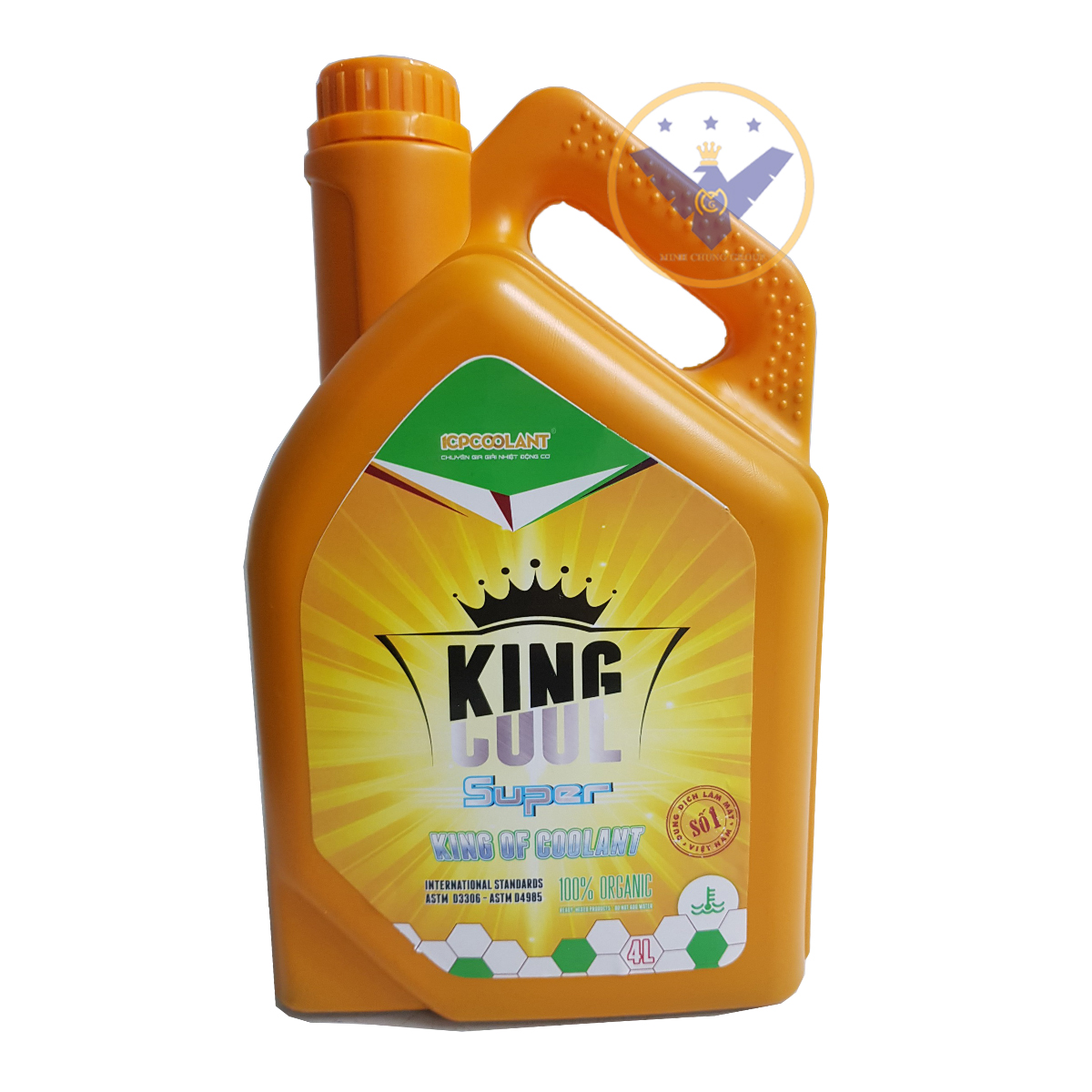 Nước làm mát động cơ xe ô tô màu xanh cao cấp KINGCOOL SUPER can 4L tặng lon 500ml