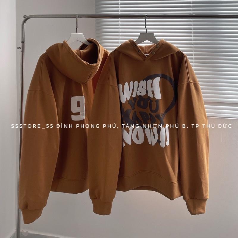 Áo Hoodie nỉ chữ WISH-9 màu xám unisex ảnh thật ( nam nữ mặc đều được)