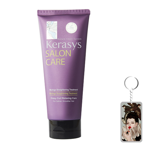 Hấp tóc Kerasys Salon Care Straitening Hàn Quốc 200ml- Dành cho tóc thường xuyên uốn,ép + Móc khoá