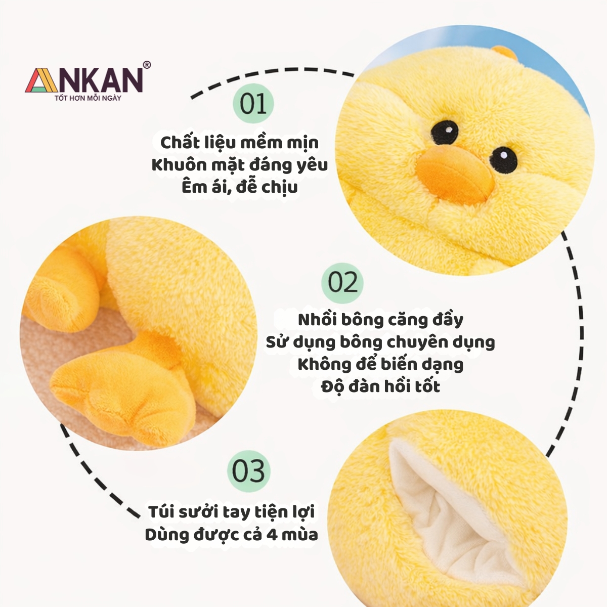 Bộ Chăn Gối Văn Phòng ANKAN Kiểu Mới 3 Trong 1 - Ngủ Trưa Thoải Mái Tại Văn Phòng, Quà Tặng Bạn Bè Người Yêu