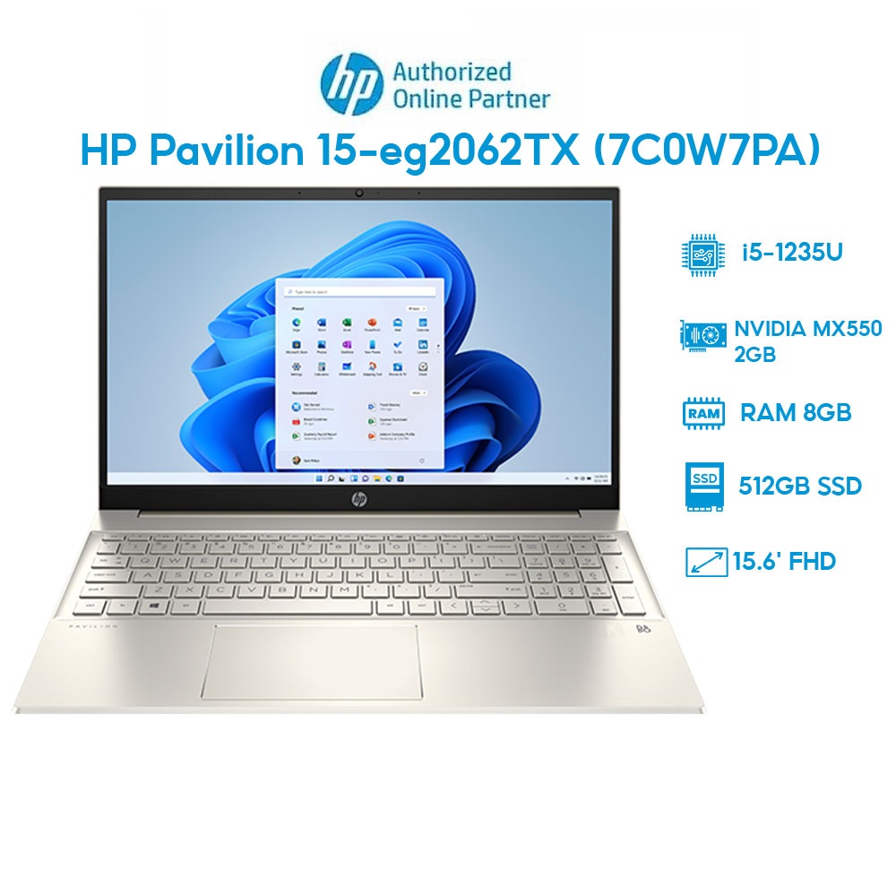 Laptop HP Pavilion 15-eg2062TX 7C0W7PA (i5-1235U | 8GB | 512GB | VGA MX550 2GB | 15.6' FHD | Win 11) Hàng chính hãng