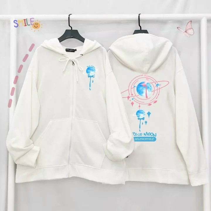 [VIDEO] Áo khoác Nữ Chống Nắng Hình Blue Moon - Hoodie Nữ Có Khóa Kéo Zip Form Unsiex HÀn Quốc Đẹp