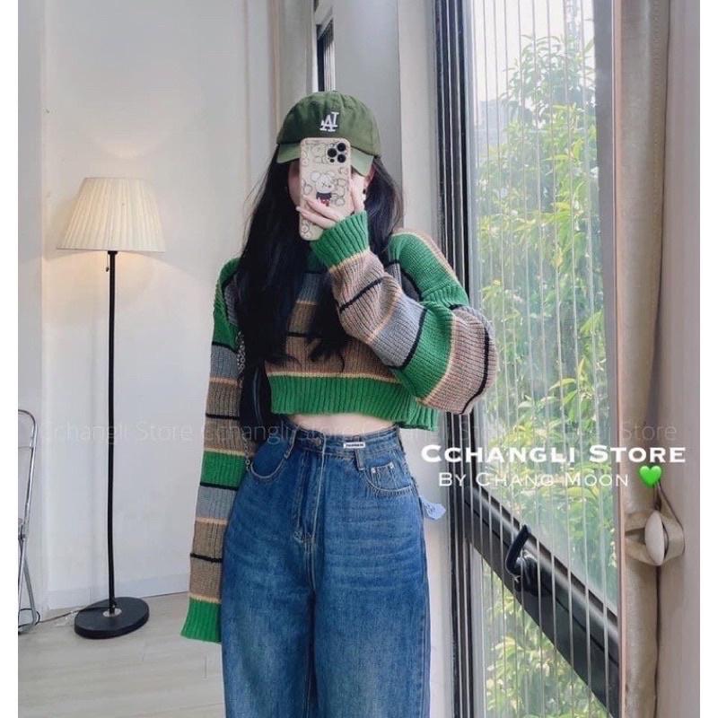 Bigsize Áo len sock sọc xanh 50-90kg