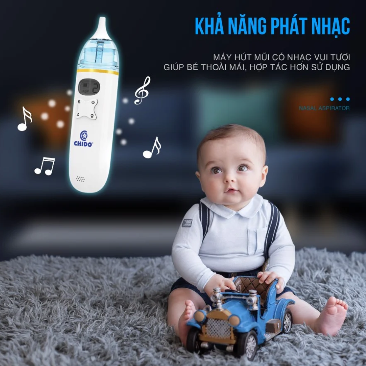 Máy hút mũi điện Chido chính hãng, dụng cụ hút dịch mũi dành cho bé từ 0-6 tuổi CN Nhật Bản.