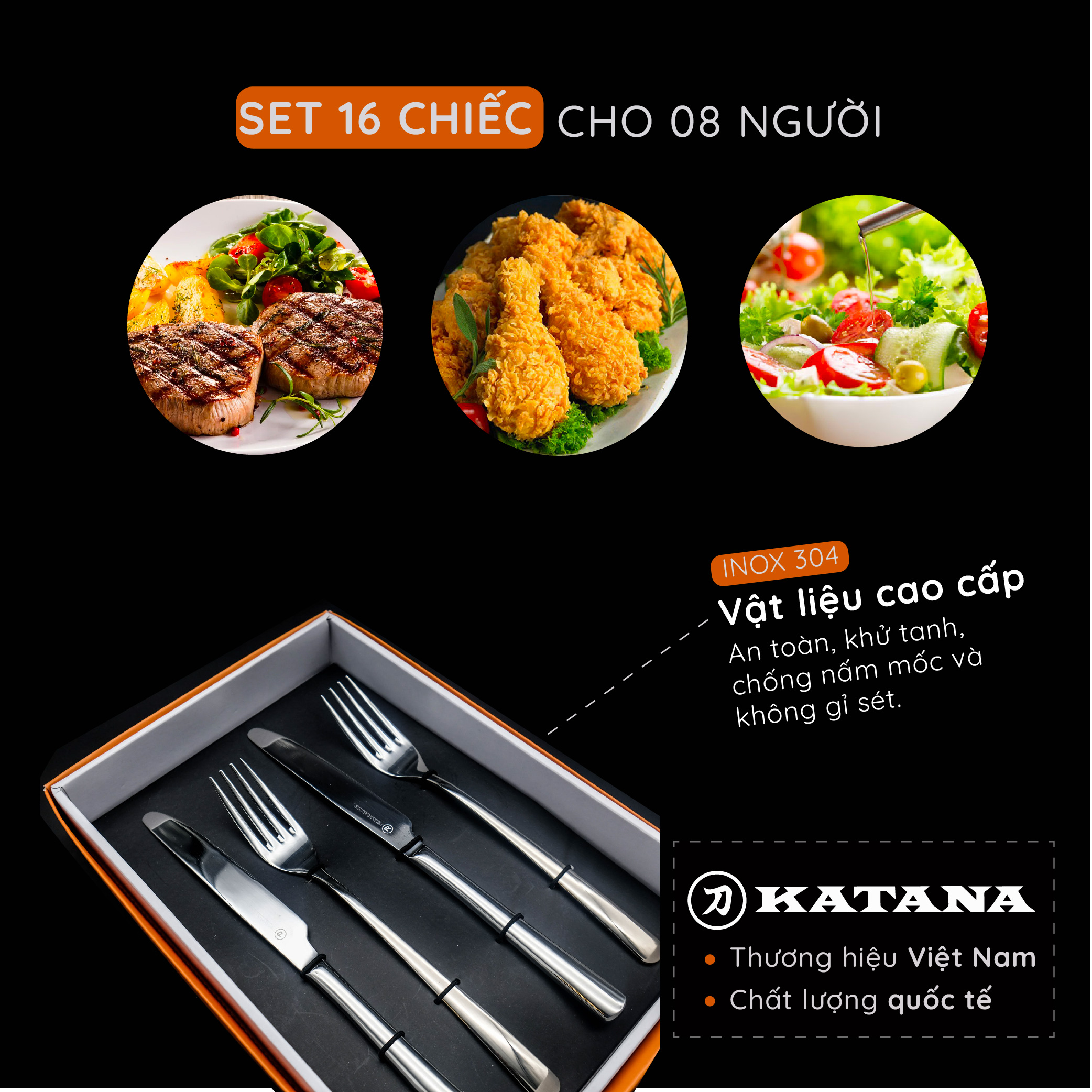 Set 16 dao dĩa ăn steak KATANA - KATA140