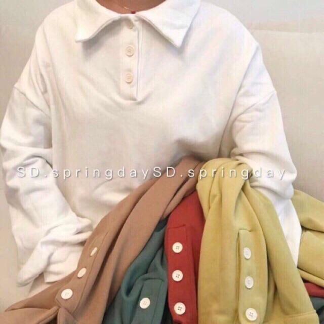 Áo thun tay dài form rộng có cổ