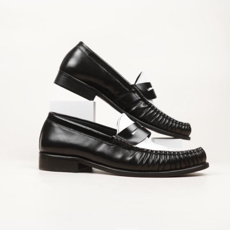 Giày Lười Nam DECEMBER Penny Loafer Black White - LF01