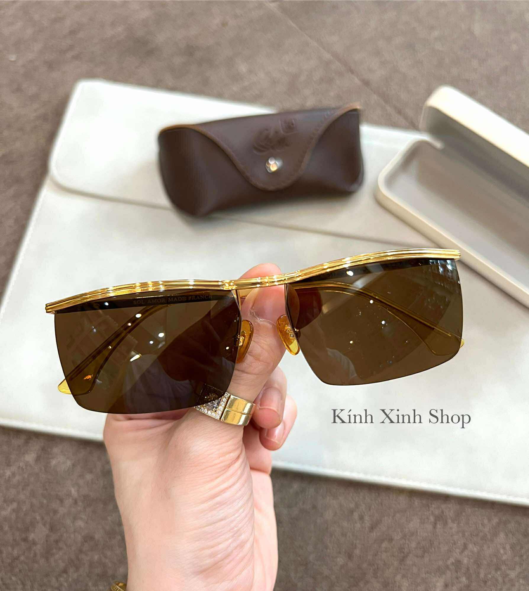Kính râm Amor ve vàng càng nhỏ gọng mạ vàng 14K 1/25 - Đẳng cấp phái mạnh