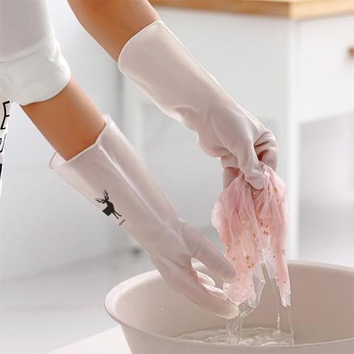 (1đôi) Găng tay cao su con hươu dùng rửa chén bát nấu ăn bảo hộ đôi tay dẻo dai siêu bền không hóa chất chịu nhiệt tốt