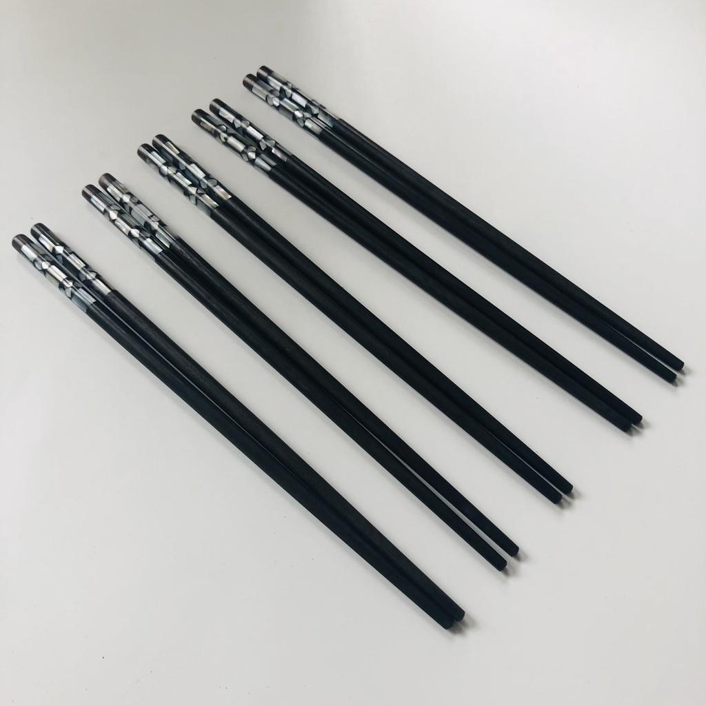 ĐũaGỖ MUN 24.5cm Cán Khảm Trai Sang Trọng, Đũa Gỗ Tự Nhiên Phong Cách Nhật Bản,Chụp Ảnh Trang Trí