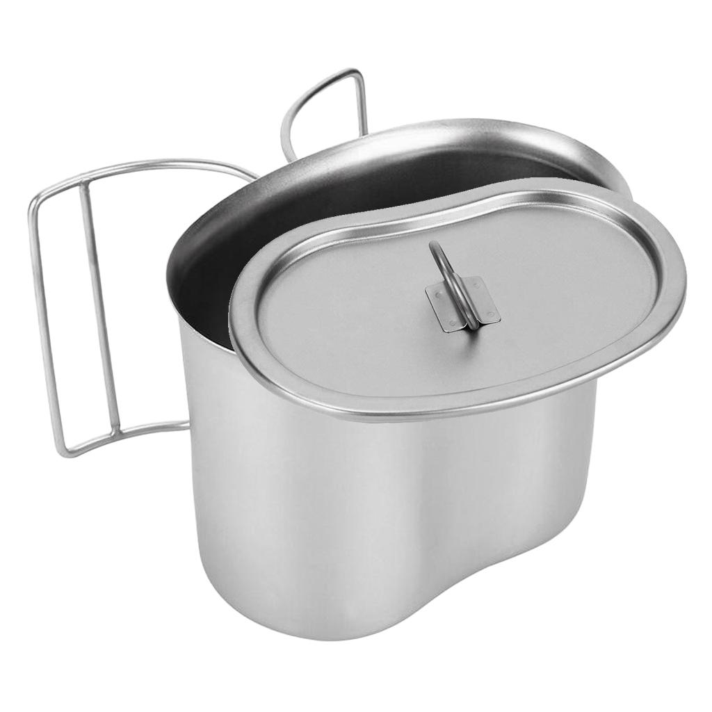 Outdoor Camping Stainless Steel Canteen Cup with Lid Single Pot Lunch Box