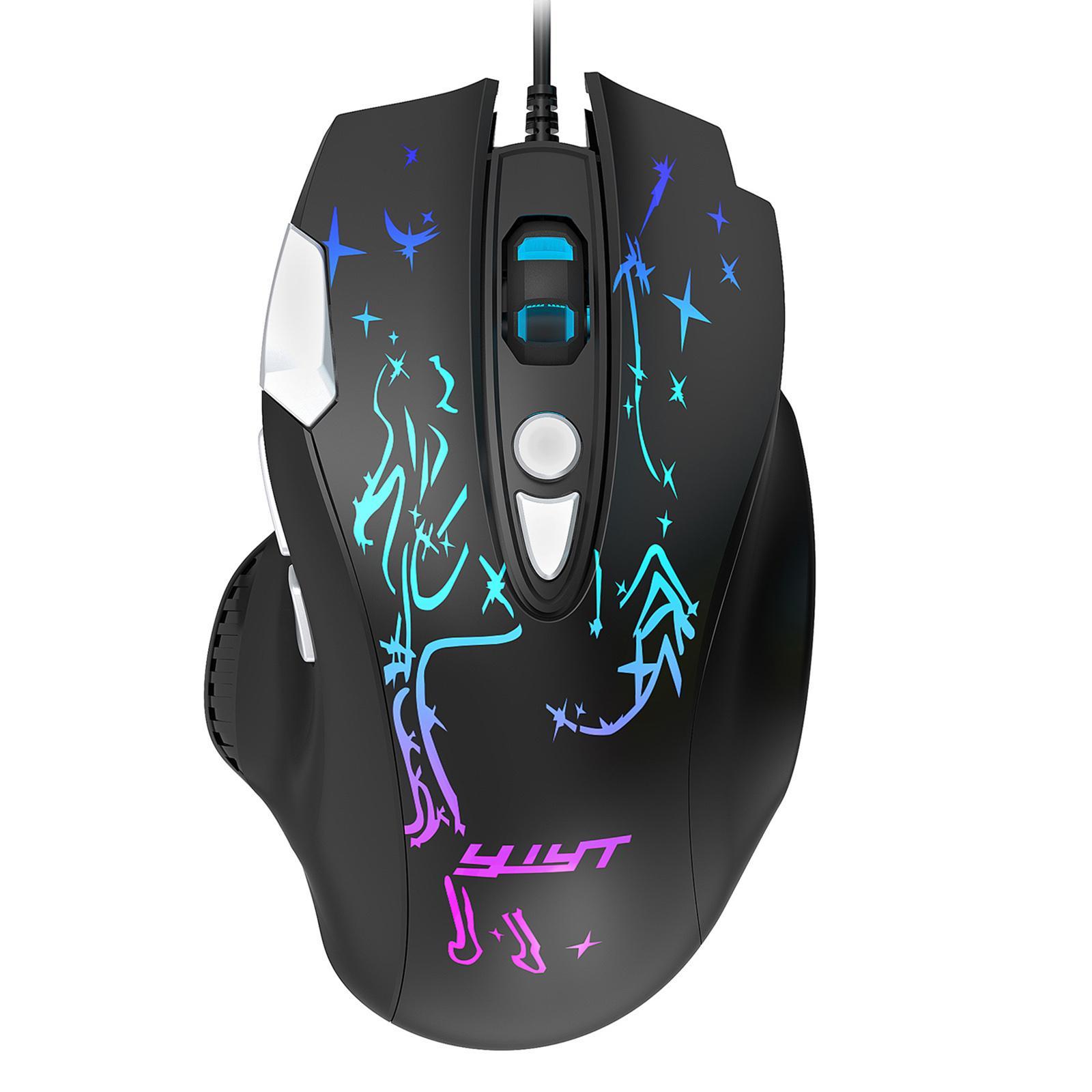 RGB Wired Gaming Mouse 6400 DPI Adjustable Optical Mice for Home Office