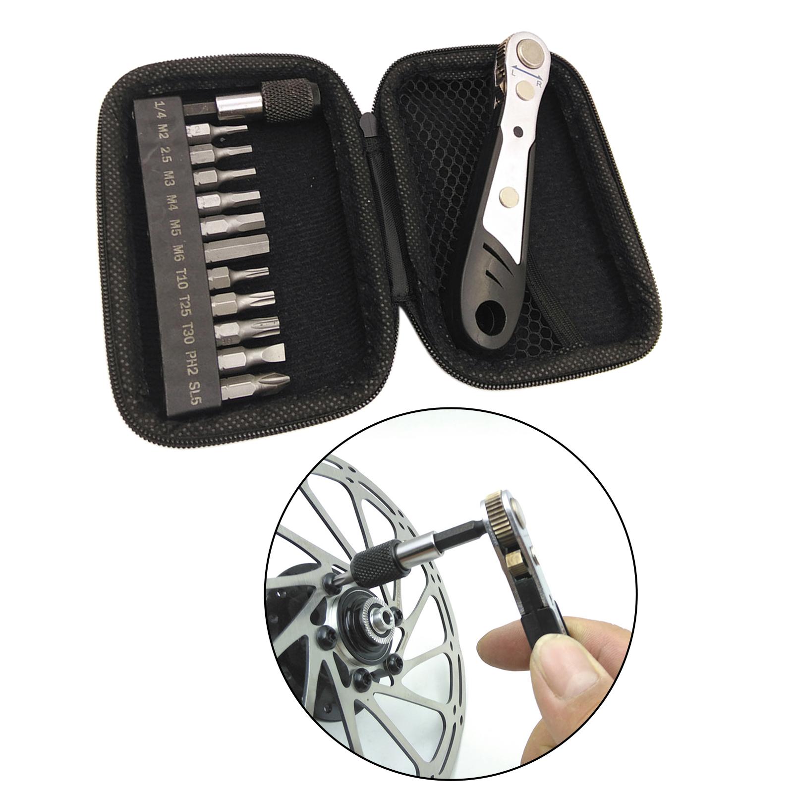 Mini Ratchet Wrench Set Socket Screw Bits Kit Bike Car RepairIing Tools