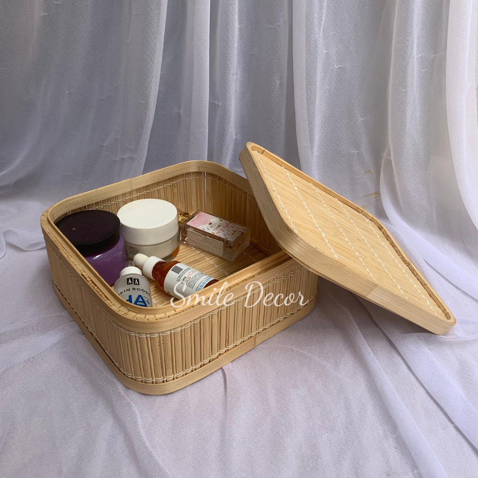 Hộp tre có nắp Smile Decor đựng phụ kiện, mỹ phẩm để bàn trang điểm - Bamboo box for jewelry, cosmestic