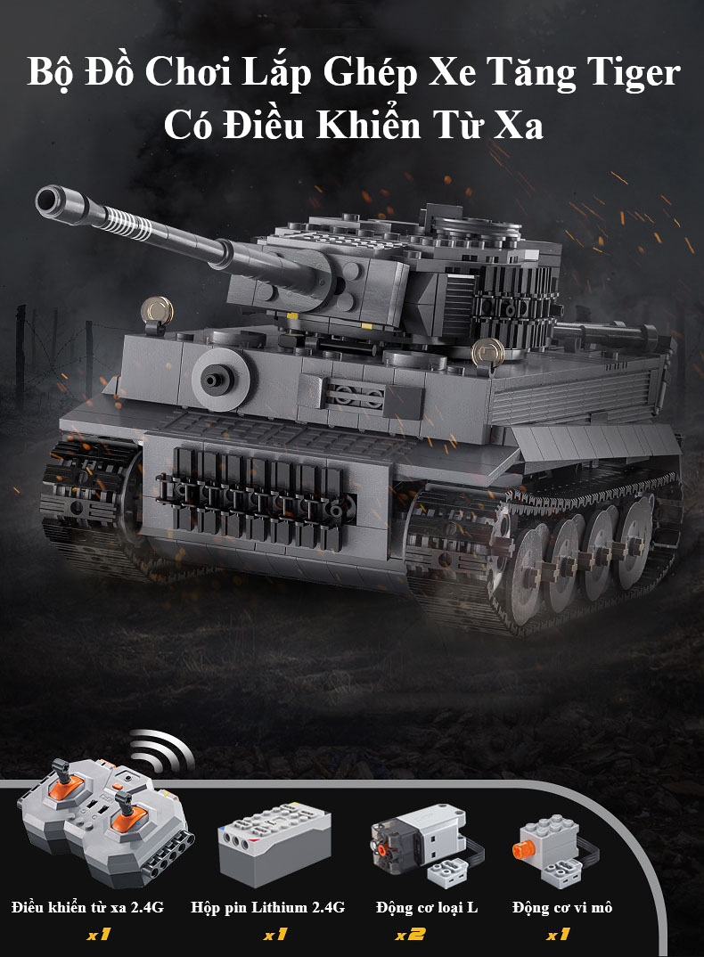 Bộ Đồ Chơi Lắp Ghép Xe Tăng Tiger Điều Khiển Từ Xa , Bộ Đồ Chơi Mô Hình Xe Tăng Tiger Điều Khiển Từ Xa, Bộ Đồ Chơi Lắp Ráp Xe Tăng Tiger Cao Cấp Với 925 Chi Tiết - Chính Hãng BABYBOSS.