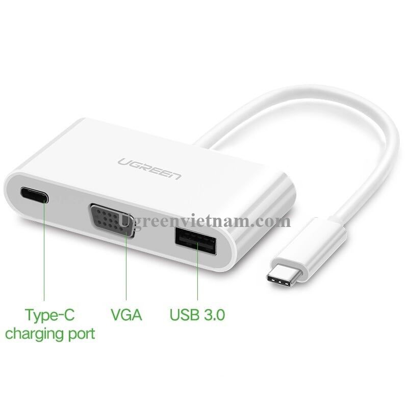 Cáp chuyển đổi USB Type C sang VGA và USB 3.0 Cao cấp Ugreen 30376 - hàng chính hãng