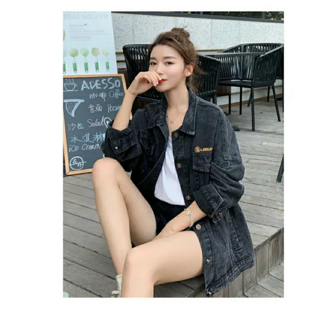 Áo khoát nữ jean đẹp form rộng thêu DF cực chuẩn cực chuẩn-A3119 - Như hình