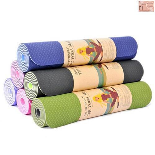 Thảm tập Yoga 2 lớp TPE dày 6mm, Thảm tập Gym chống trơn trượt và không thấm mồ hôi