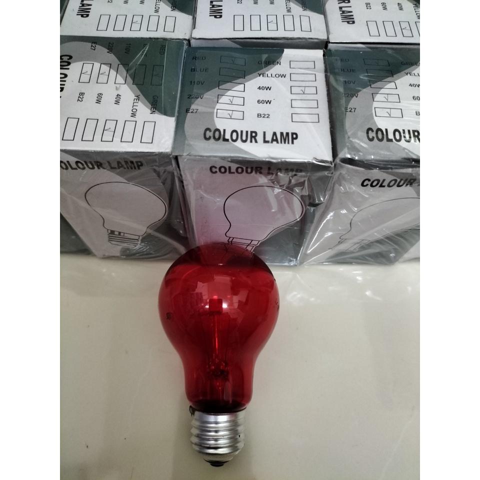 Bóng đèn sợi đốt thủy tinh màu đỏ, xanh, vàng chống rung E27 220V 40W