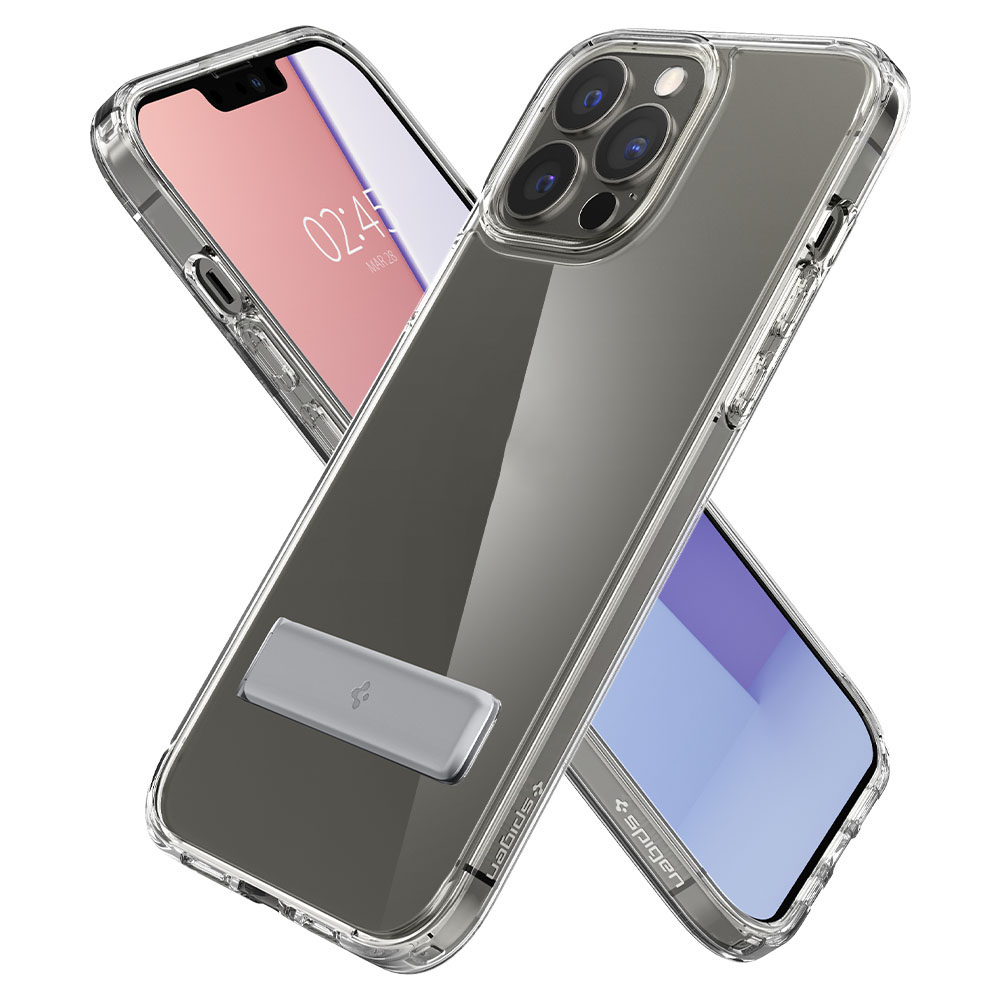 Ốp lưng Spigen Ultra Hybrid S Crystal cho iPhone 13 Pro Max - Thiết kế trong suốt, tích hợp chân đế, chống sốc, chống bẩn, viền camera cao - Hàng chính hãng