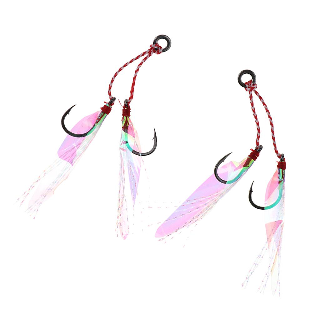 2Pcs Fishing Assist Hooks Carbon Steel Jigging Assist Fishing Hooks 10