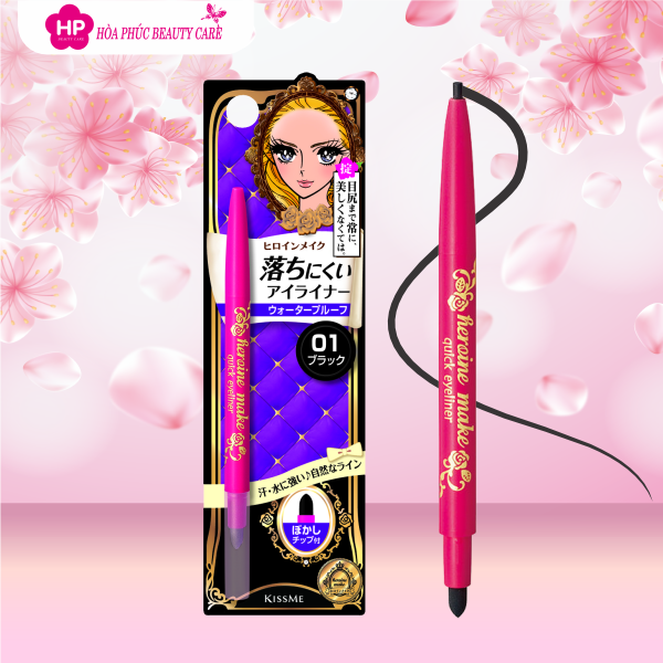 Bút Chì Sáp Kẻ Mí Mắt Kissme Heroine Make Quick Eyeliner Lâu Trôi (Nét Vẽ Tự Nhiên-Dạng Xoay) Màu Đen