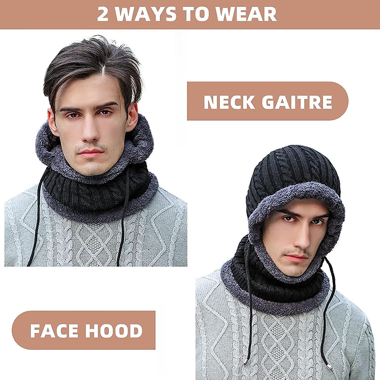 Mặt nạ trượt tuyết Mũ beanie mùa đông dành cho nam giới có mũ lông cừu nhiệt ấm cổ Kned cổ, Snood Face che phủ mũ