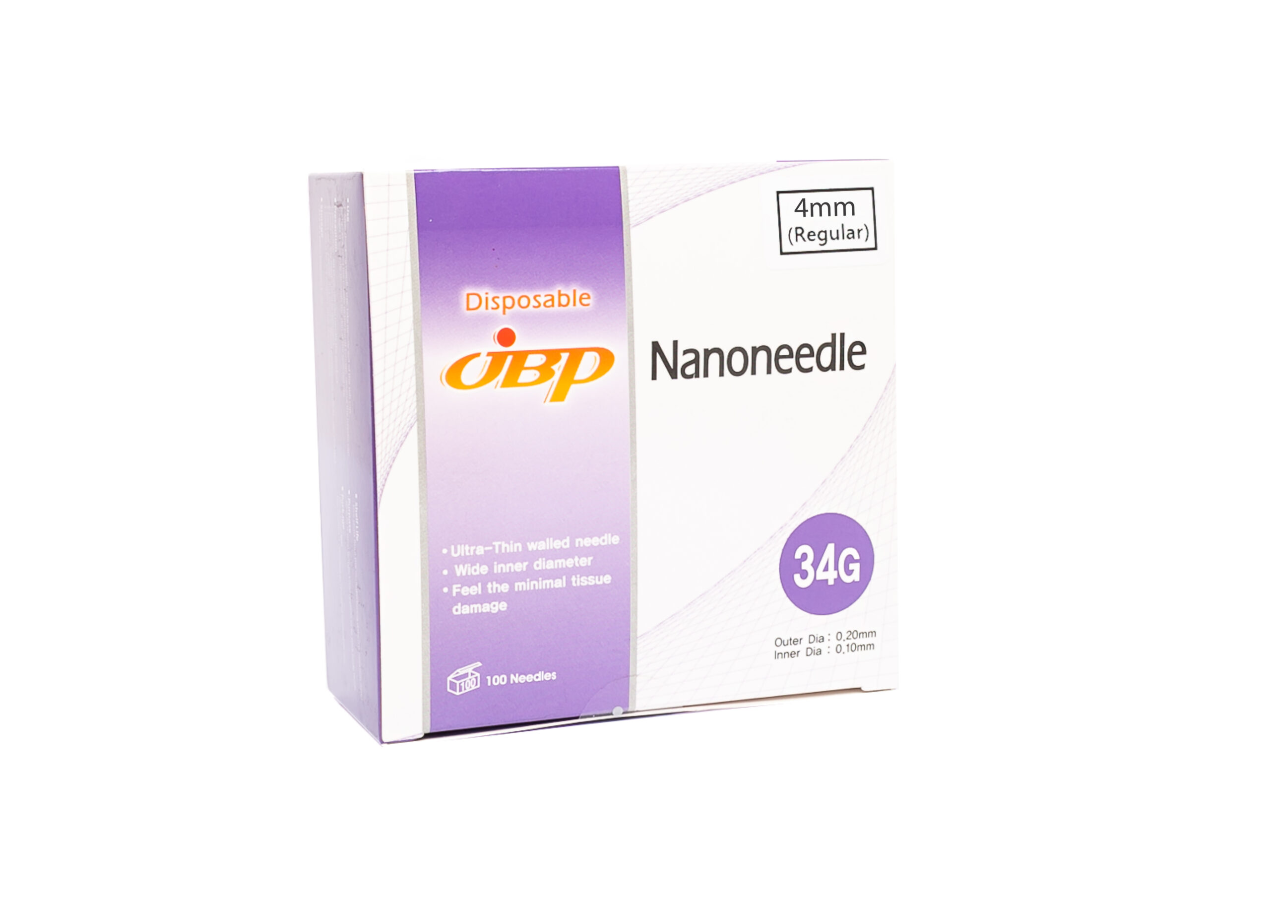 hộp 100 cây Đầu kim 34G 4mm tiêm căng bóng prp cá hồi
