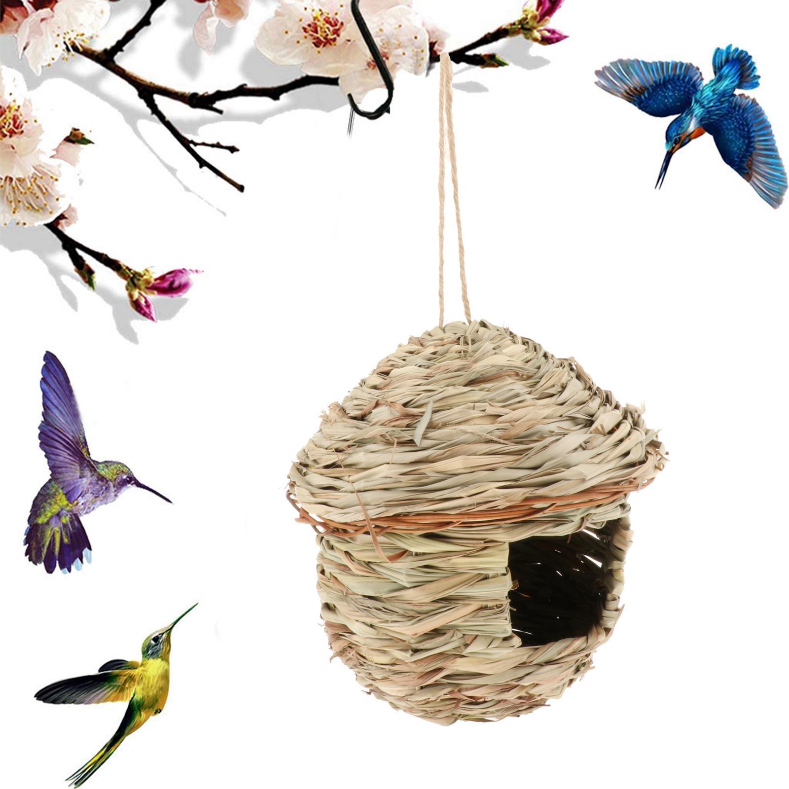 Natural Hanging Nest Pet Bird House Hatch Parrot Rest Hut Garden Ornament
